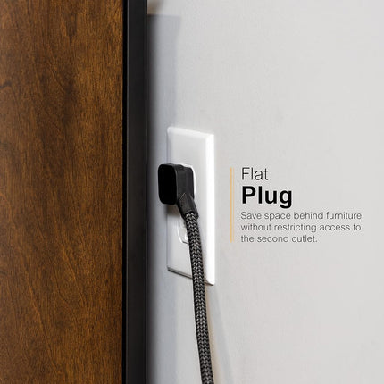 GE UltraPro 2 Pack 6-Outlet Surge Protector, 3ft Braided Cord Power Strip, 450 Joules, Black