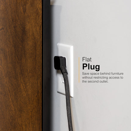 GE UltraPro 2 Pack 6-Outlet Surge Protector, 3ft Braided Cord Power Strip, 450 Joules, Black