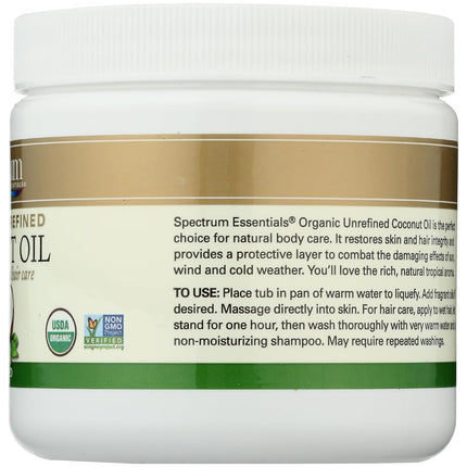Spectrum Essential Unrefined Organic Coconut Oil Bodycare, 15 Fluid Ounce