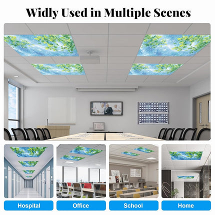 2 Pack Fluorescent Light Covers- 4 x 2 Feet Magnetic Ceiling Light Cover Room Supplies (Leaf)