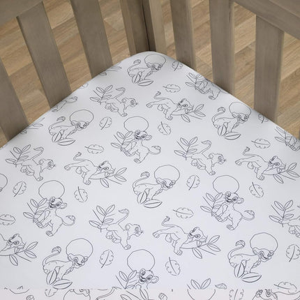 Disney Lion King Leader of The Pack Black and White Super Soft Fitted Crib Sheet (7512003P)