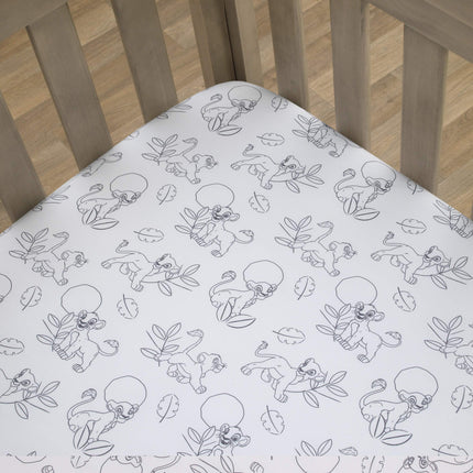 Disney Lion King Leader of The Pack Black and White Super Soft Fitted Crib Sheet (7512003P)