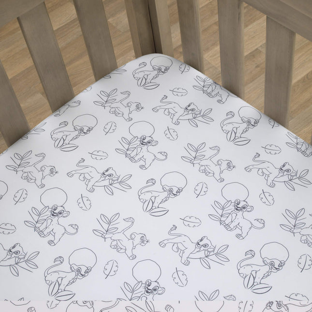 Disney Lion King Leader of The Pack Black and White Super Soft Fitted Crib Sheet (7512003P)