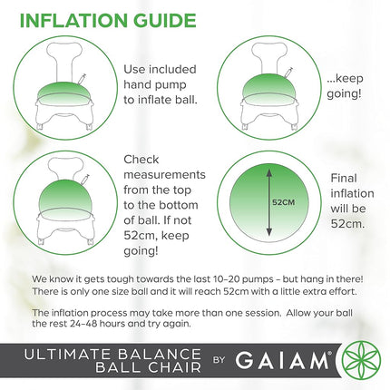 Gaiam Ultimate Balance Ball Chair with Swivel Base - Premium Exercise Stability Yoga Ball Ergonomic Chair for Home and Office Desk - Air Pump, Exercise Guide