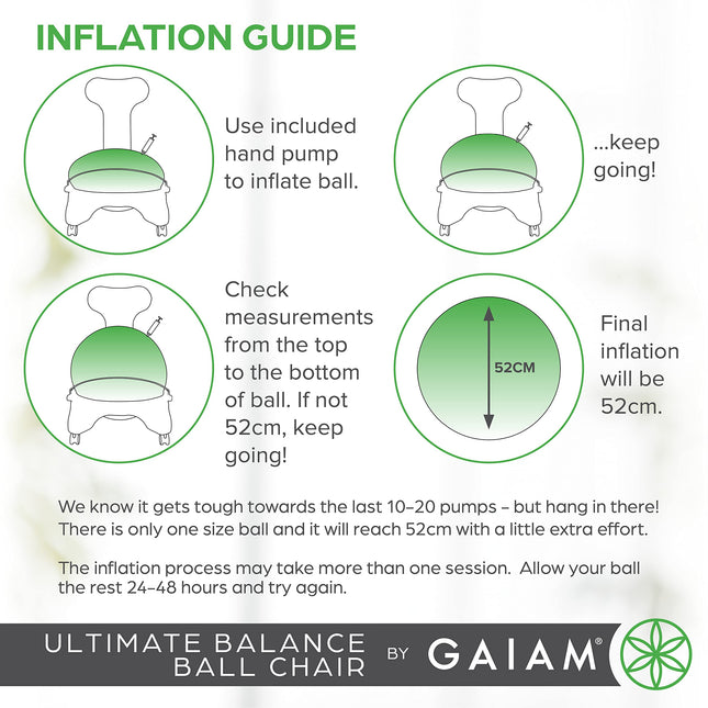 Fauteuil Gaiam Ultimate Balance Ball avec base pivotante - Chaise ergonomique de qualité supérieure avec ballon d'exercice de stabilité et de yoga pour la maison et le bureau - Pompe à air, guide d'exercices
