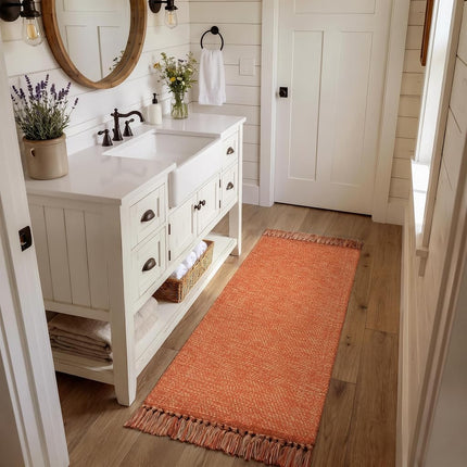 Collive Bathroom Rug 2' x 5', Terracotta Fall Washable Kitchen Runner Rugs