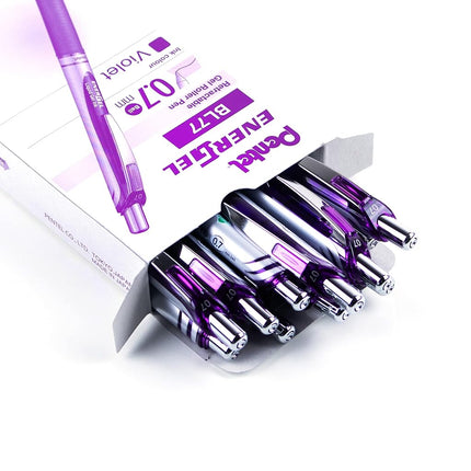 Pentel Energel XM Retractable Gel Pen with 0.7 mm Tip, 0.35 mm Line Width - Violet, Pack of 12, BL77-V