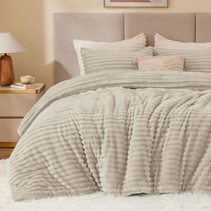 BEDELITE Fleece Queen Comforter Set, Fluffy Bed Se