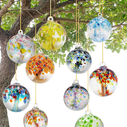 Dale Tiffany Hand Blown Glass, 6" Diameter Aqua, Tree of Life Collection, Witch Globe Hanging Garden Indoor/Outdoor Decorative Ornament Gazing Ball
