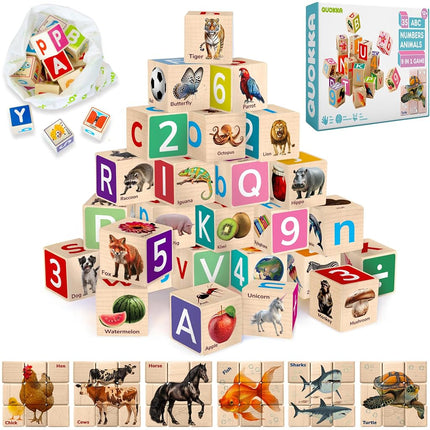 Wooden Blocks for Toddlers 1-3 - 35 ABC Learning B