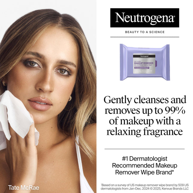Toallitas desmaquillantes limpiadoras Neutrogena Night Calming 25 unidades, paquete de 1, Night Calming