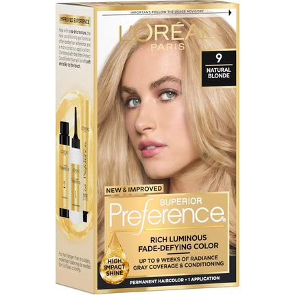 L'Oréal Paris Superior Preference Permanent Hair Color, 9 Natural Blonde