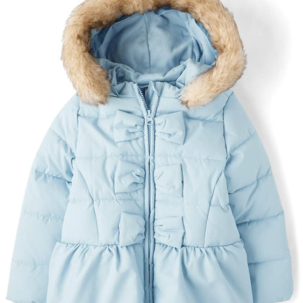 Gymboree Fille et Tout-Petit Doudoune, Ruban Bleu Clair, 3T