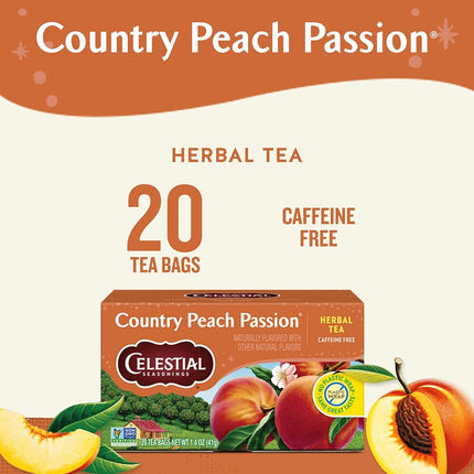 Celestial Seasonings Country Peach Passion Herbal Tea, 20 Count (Pack of 6)