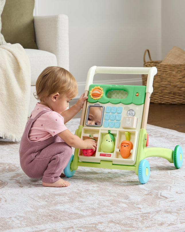 Skip Hop Baby Walker 5-in-1 Sitting and Standing, Convertible, with over 50 Development Games Activities, Songs and Sounds, 3 Adjustable Grip Heights and Control Switch