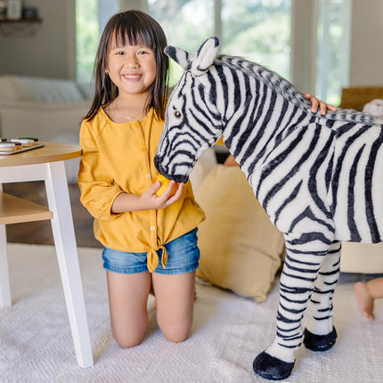 Melissa & Doug Giant Striped Zebra - Lifelike Stuffed Animal (Nearly 3 feet Tall)