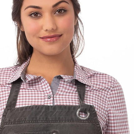 Chef Works ABAQ054-PEW-0 Dorset Antique Bib Apron Pewter, Brown