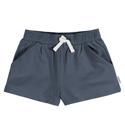 Gerber - Paquete de 3 shorts de punto para bebé niña, rosa/blanco/azul marino, 18 meses
