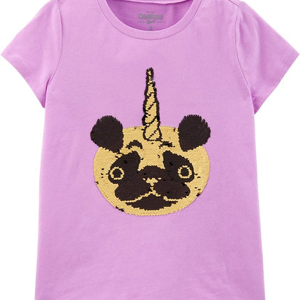 OshKosh B'Gosh Girls' Little Flip Sequin Tee, Honey Lilac, 14
