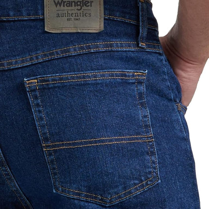 Wrangler Authentics Men's Classic Five-Pocket Regular Fit Straight Leg Jean, Dark Indigo Flex, 35W / 29L