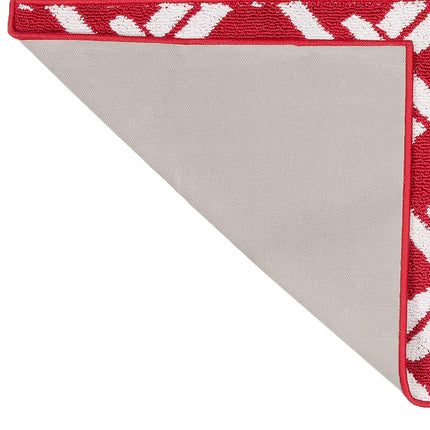 Nautica – Tufted Runner Rug | Baize Chain Design | Modern Home Décor | Non-Slip| Machine Washable | Carpet for Entryway & Hallway | Measures 26” x 45” | Red and White