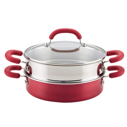 Rachael Ray 12158 3-Piece Aluminum Steamer Set, Re
