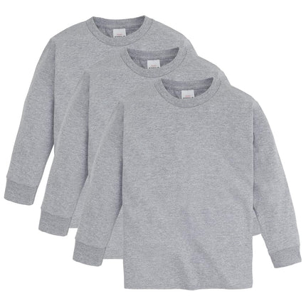 Hanes Big Boys Tagless Long Sleeve Tee (Pack of 3), Light Steel, X-Large