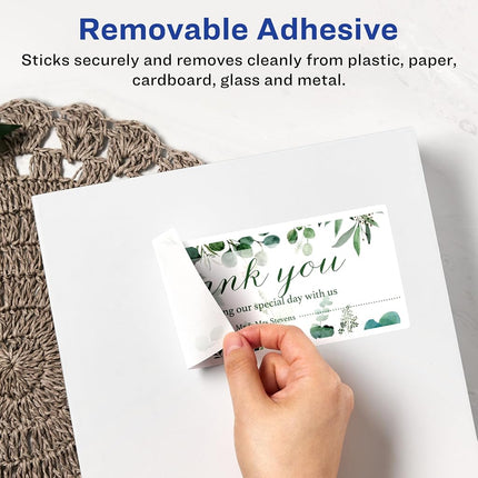 Avery Matte White Removable Rectangle Labels, 11" x 3", 200 Removable Labels, Laser/Inkjet Printable Labels