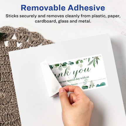 Avery Matte White Removable Rectangle Labels, 11" x 4.25", 200 Removable Labels, Laser/Inkjet Printable Labels
