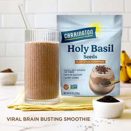 Carrington Farms Holy Basil Seeds – Gluten Free, Paleo, Keto, High Fiber Seeds – Calcium Packed Daily Nutrition Boost, Add into Favorite Recipes (8 oz)