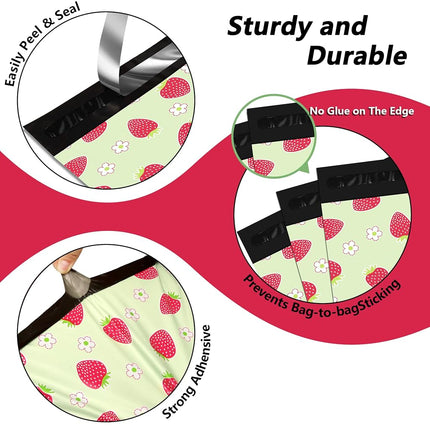 Poly Mailers 12x15.5 Inch, 50 Pack, Strawberry Self-Seal Shipping Bags