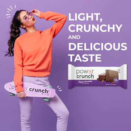 Power Crunch Protein Energy Bar, Original, Triple Chocolate, 40g, 12 Count