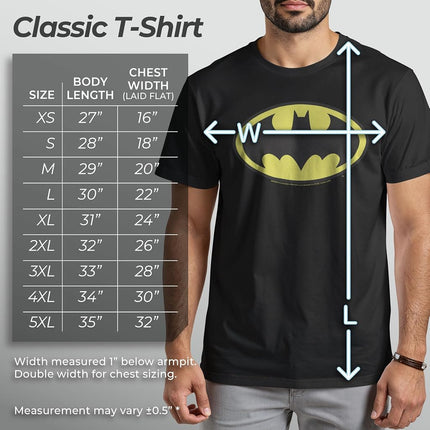 DC Comics Men's Batman Basic Logo Black T-Shirt, Black, XXL