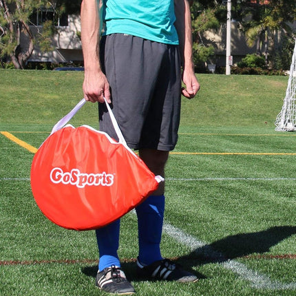 GoSports Portable Pop Up Soccer Goals for Backyard - Kids & Adults - Set of Two 2.5 ft Nets with Agility Training Cones and Carrying Case