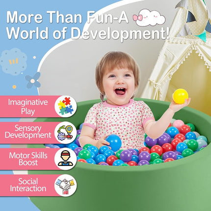 Aunekiv Baby Ball Pit, Round Soft Foam Ball Pit for Toddlers, Indoor Outdoor Small Kids Ball Pool, 90x30cm, Balls Not Included, Green