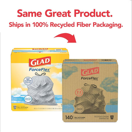 Glad ForceFlex Tall Kitchen Trash Bags, 13 Gallon, Gain Original, 140 Count (Package May Vary)