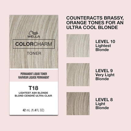 Wella Color Charm Permanent - T18 Lightest Ash Blonde For Unisex 1.4 oz Toner