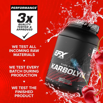 EFX Sports Karbolyn Fuel Complex Carbohydrate Powder Intense Energy Supplement Shake | Pre Workout & Post Workout Recovery Drink for Sustained Endurance and Strength, Cherry Bomb Pop, (4 LB 4.8 OZ)