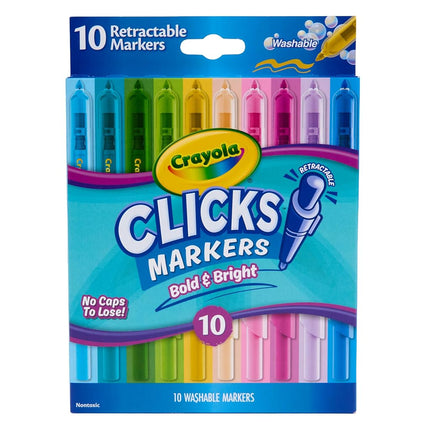 Crayola Washable Markers with Retractable Tips, Clicks, School Supplies, 10 Count, Gifts for Kids