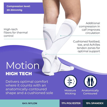Sigvaris Men's & Women's 20-30Mmhg Athletic Performance Sock Size: Large Small (Ls), Color: White 00