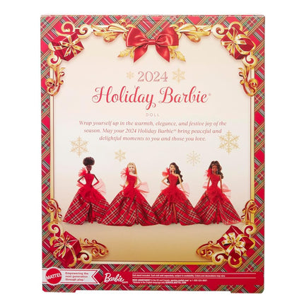 Barbie Holiday Dolls, Seasonal Collector Gift, Signature, Plaid Gown with Red Bow, Displayable Packaging, Light Brown Hair, HRM67
