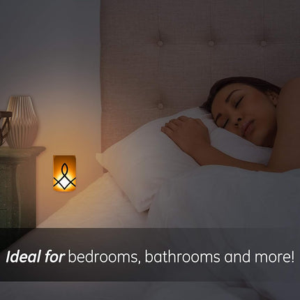 GE 43876 SleepLite Night Plug-in, Candle Glow, Amber Light, Dusk to Dawn Sensor, Sleep Aid, Red, Low Blue LED Promotes Melatonin, for Seniors, Ideal for Bedroom, Nursery, 4387, White