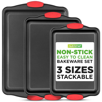 NutriChef Baking Tray Set 3 Piece Non Stick Baking