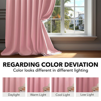 Cortinas opacas Deconovo con bolsillo para barra y lengüeta trasera para sala de estar, 42x95 pulgadas, rosa coral, 2 paneles, cortinas térmicas oscurecedoras