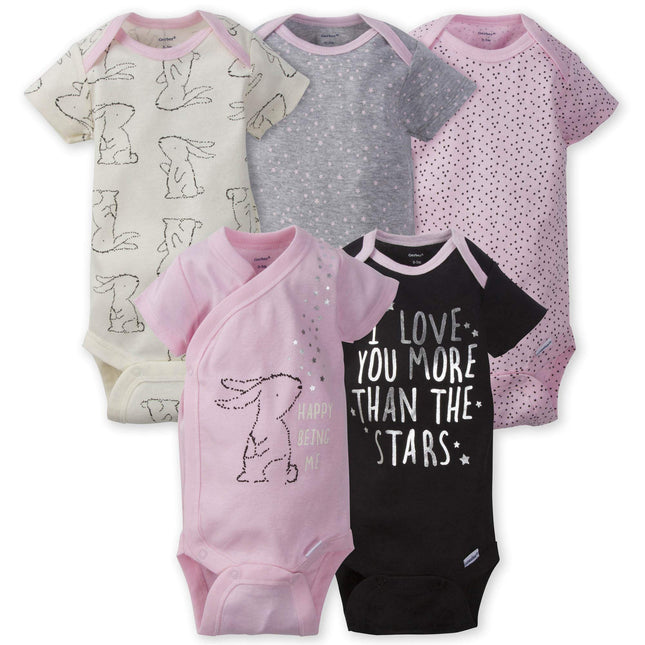 Gerber Baby Girls 5-Pack Short Sleeve Variety Ones