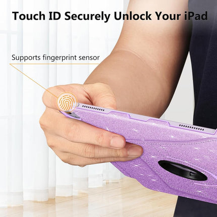 Fintie iPad Air 13 (M3) 2025 Case, M2 2024 Rotating 360 Degree Rotating Protective Stand Case with Stylus Holder and Auto Sleep/Wake Function, Glitter Purple