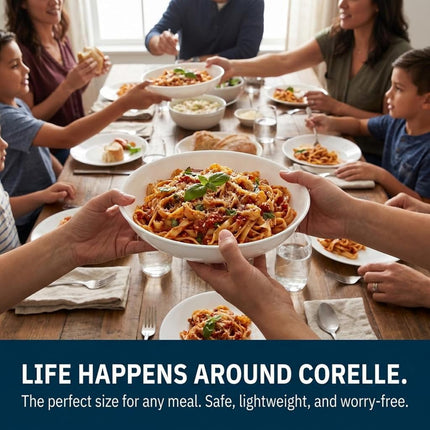 Corelle White Versa Bowls for Pasta, 4 Pack, 30oz Made in The USA | Easy to Clean Bowls are Lightweight | Resistant to Chips & Cracks| Dishwasher and Microwave Safe