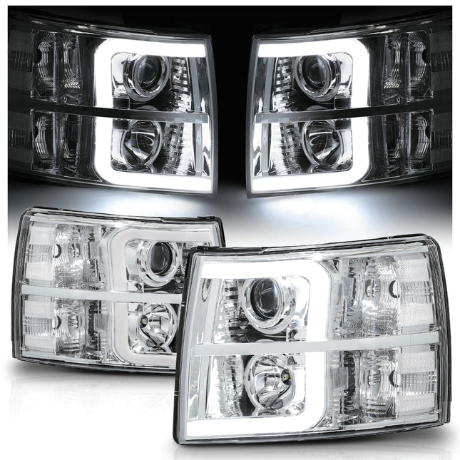 M-AUTO Chrome Projector Headlamp Headlights Assemb