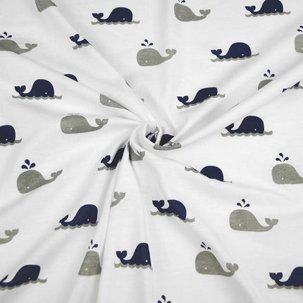 American Baby Company Printed 100% Natural Cotton Value Jersey Knit Fitted Pack N Play Playard Sheet, Navy Whale, Soft Breathable, for Boys and Girls, 27x39 Inch (Pack of 1)