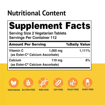 Ester-C American Health 500 Mg Vegetarian Tablets, 225 Count